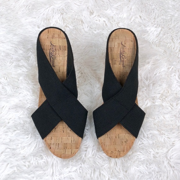 SOLD | Lucky Brand | Black Platform Cork Wedges - Picture 2 of 8